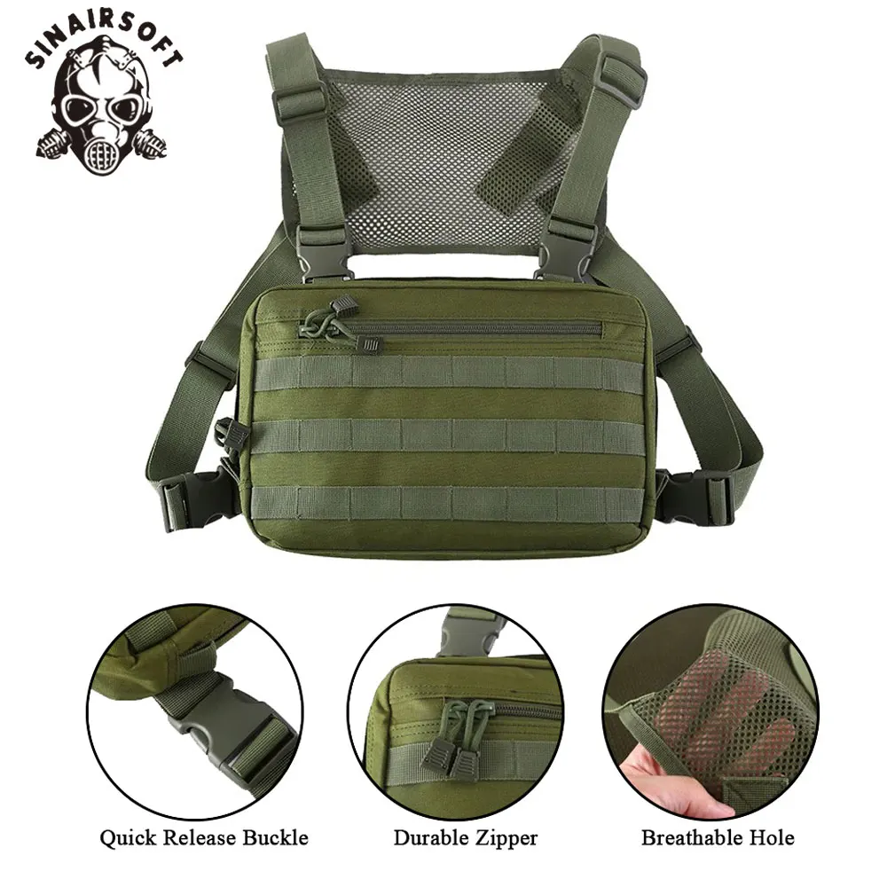 Tactical Chest Bag Multi-Functional Fanny Pack Sling Bag Waterproof Outdoor Shoulder Vest Backpack for Hunting Hiking EDC