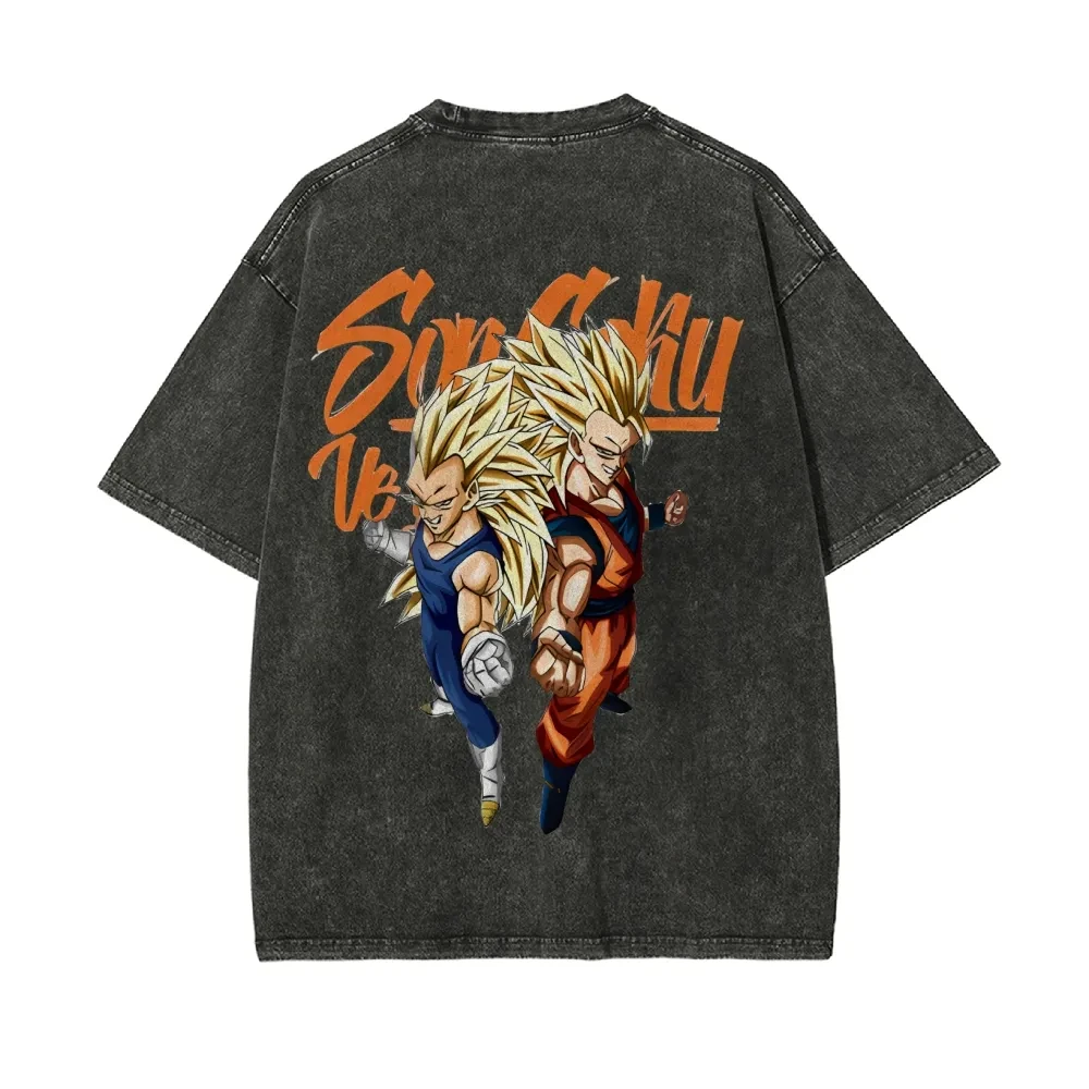 

Dragon Ball Goku Printed Short Sleeve T-Shirt Casual Summer Wear Men's Street Clothing Men's T-Shirt Washed and Old Comfortable