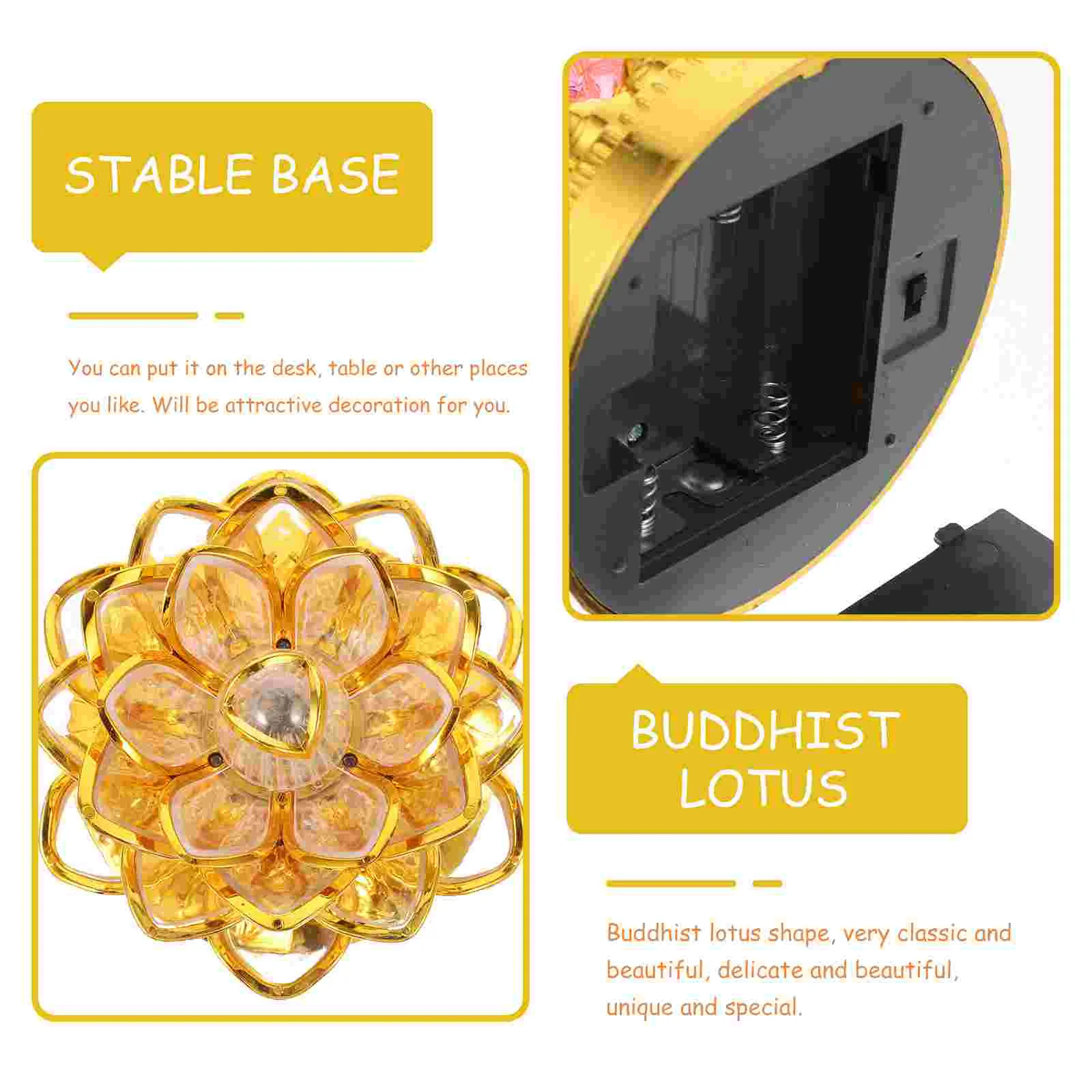 USB Colorful LED Lotus Lantern for Buddha Props Lamp Household Plug in Flower Abs Light