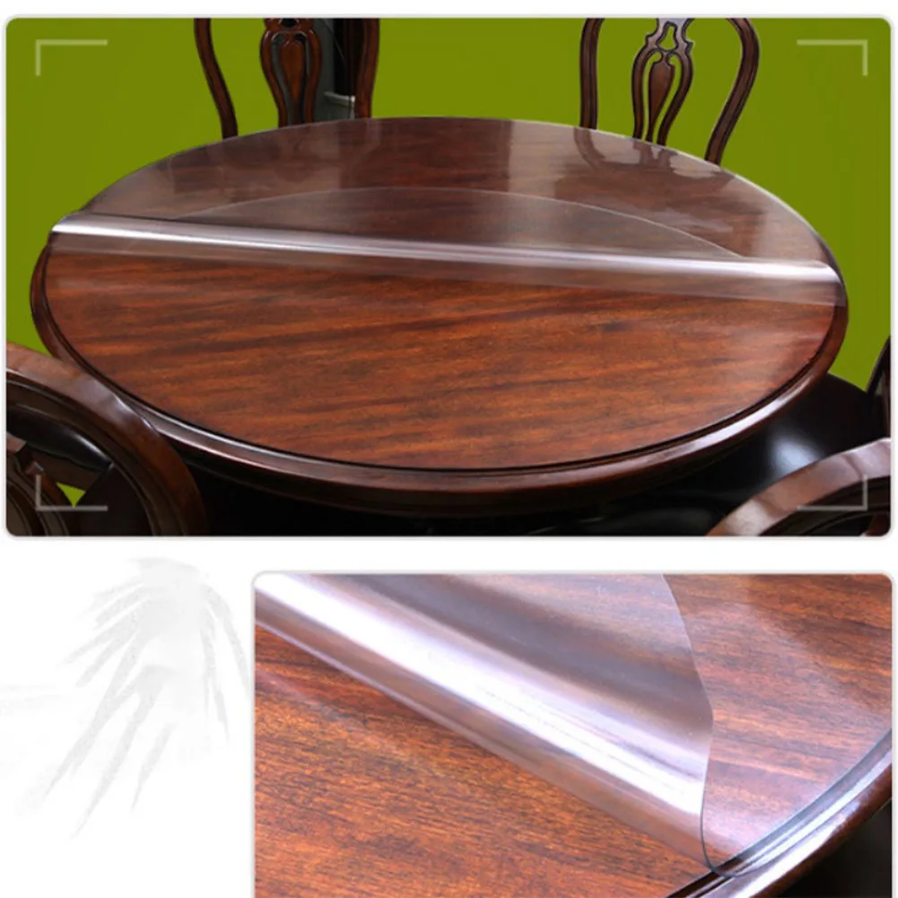 Round Transparent PVC Tablecloth 1 5mm Thick Placemat Waterproof Oil Resistant Cover for Protecting Dining and Writing Tables
