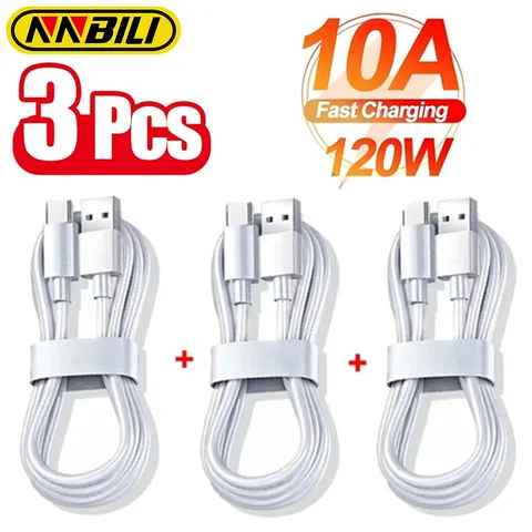 NNBILI 3Pcs 케이블 초고속 충전 C 형 전화, USB 데이터 케이블 C, 10A, 120W, Xiaomi, Samsung, Huawei에 적합