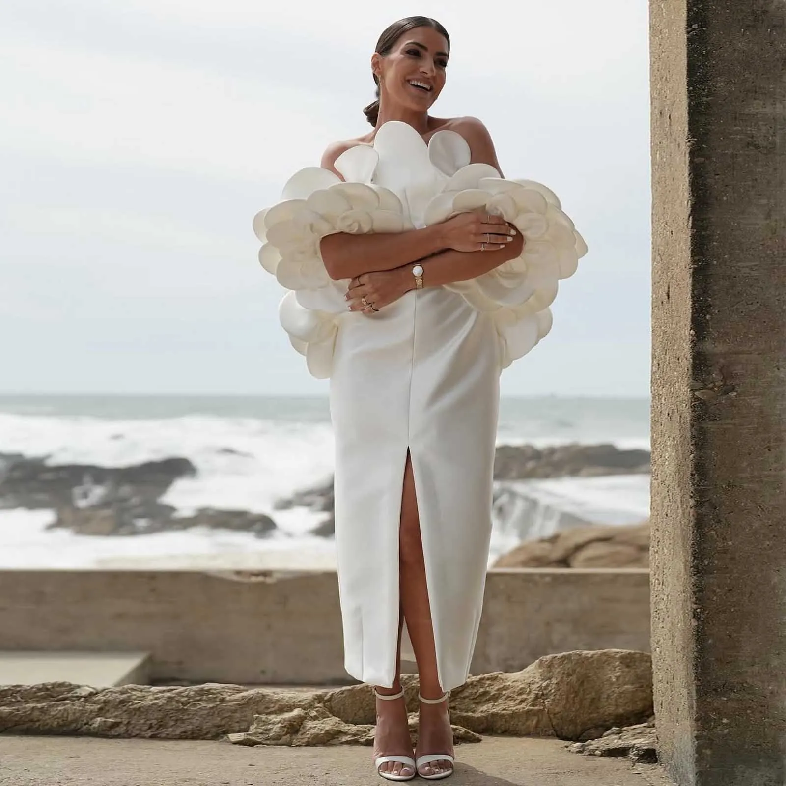 

Модное платье-накидка с цветочным принтом, максі-платье из 2 предметов, белые длинные платья для выпускного вечера с накидкой в виде розы, шаль, новинка 2025, торжественное платье, свадебный наряд