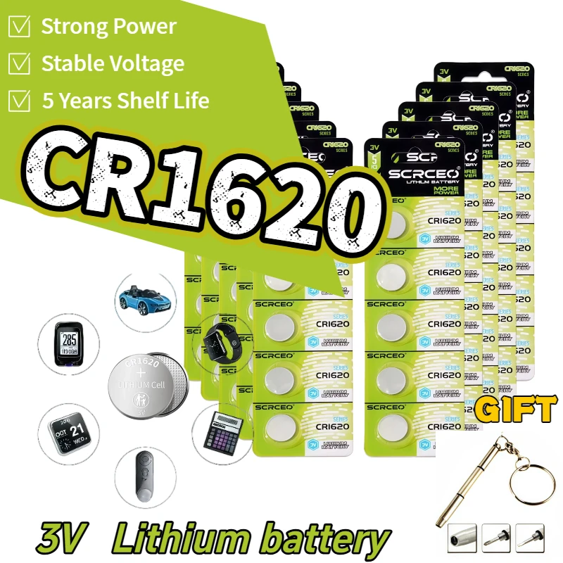 

CR1620 3V Lithium Button Batteries Replace for DL1620 ECR1620 KCR1620 Coins Cell Battery Watch Car Key Remotes