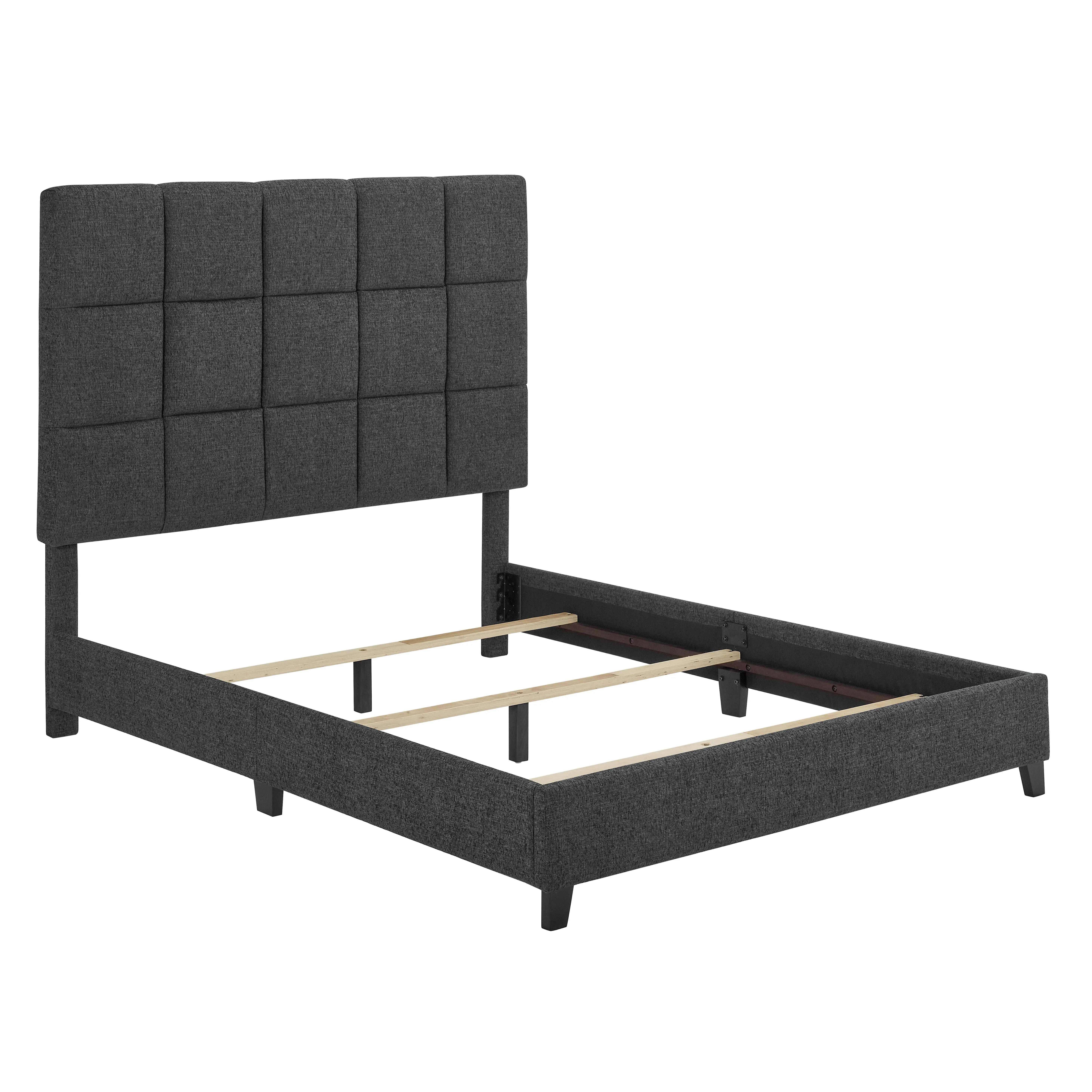 [Flash Sale]Bridgevine Home Queen Size Grey Squares Upholstered Platform Bed[US-Stock] image 3