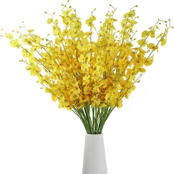Yellow Dancing Orchid Artificial Flowers Wedding Home Flower Arrangement Crafts Vases Decoration Phalaenopsis Diy Potted Plants