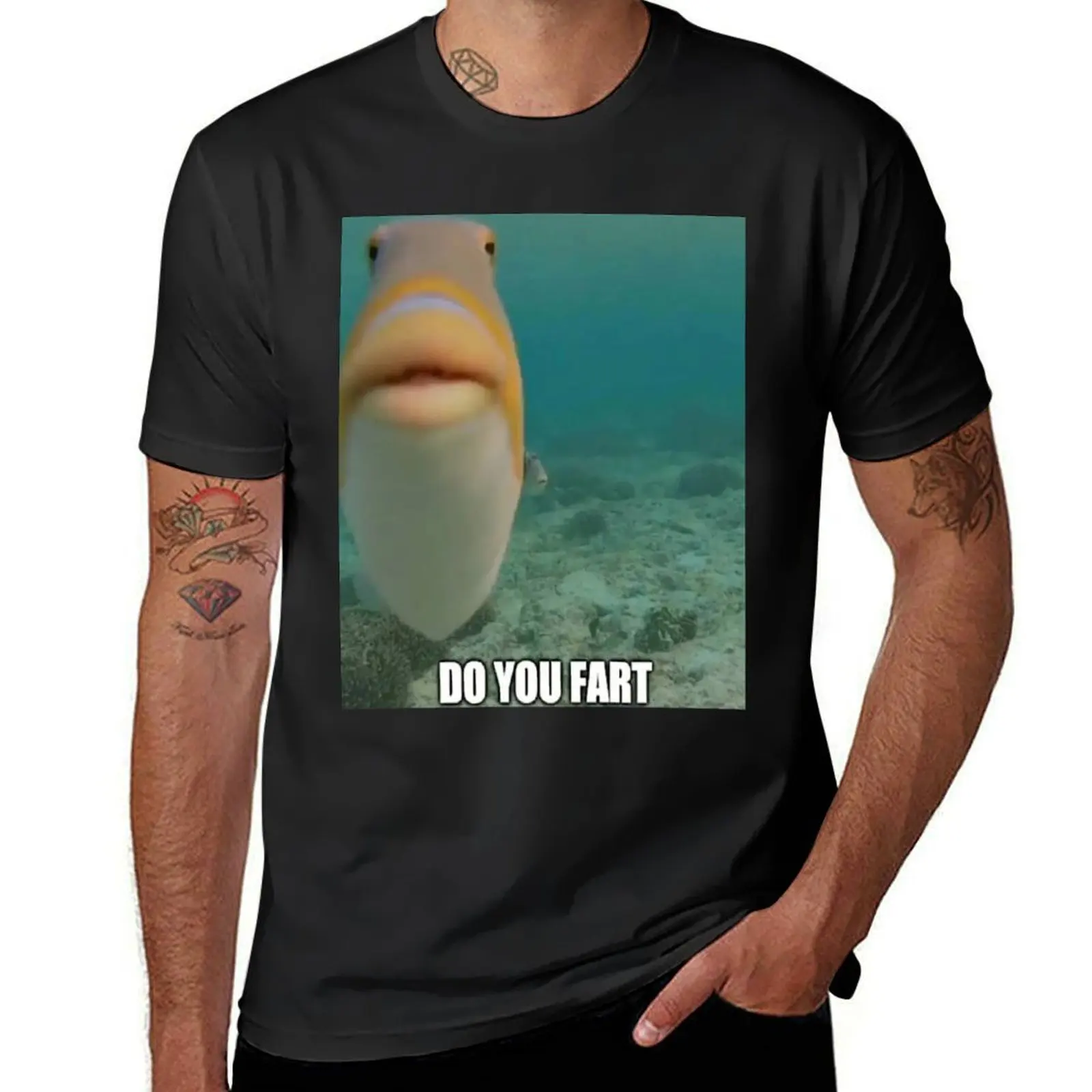 DO YOU FART - HUBERT FISH T-Shirt boys animal print oversized summer tops plain t shirts men