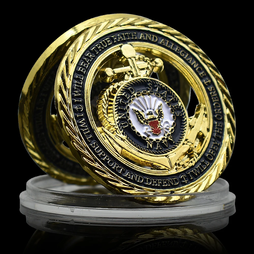 United States Marine Corps Commemorative Coin Honor Courage Commitment Metal Hollow Gold Plated Medal Challenge Coin Collection