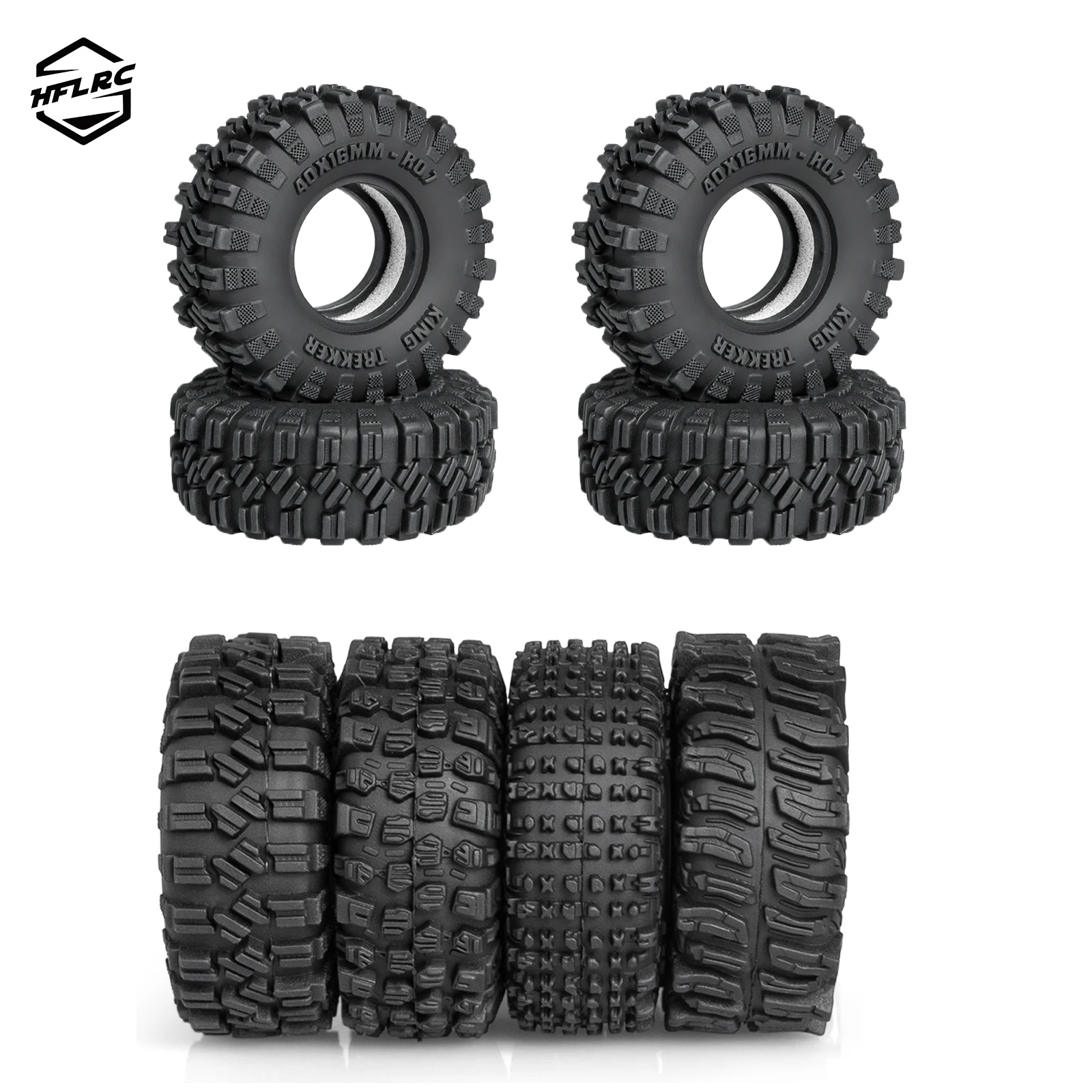 HFLRC 4PCS 1/30 Axial SCX30 0.7 inch RC Rock Crawler Tires 40x16mm Rubber Foam Insert for Ford Bronco Chevrolet K10