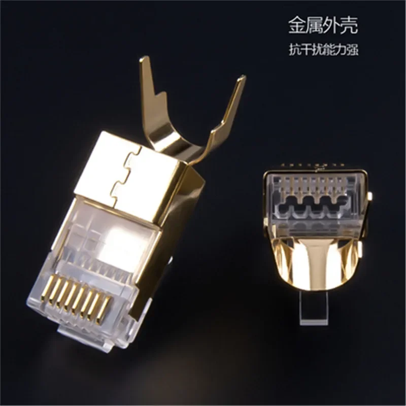 RJ45 Connector Cat8 Ethernet Plug 8P8C Modular Termination Shielded 1.5mm Large Pin Hole For Cat 8 LAN Cable AWG23 0.57-0.58mm