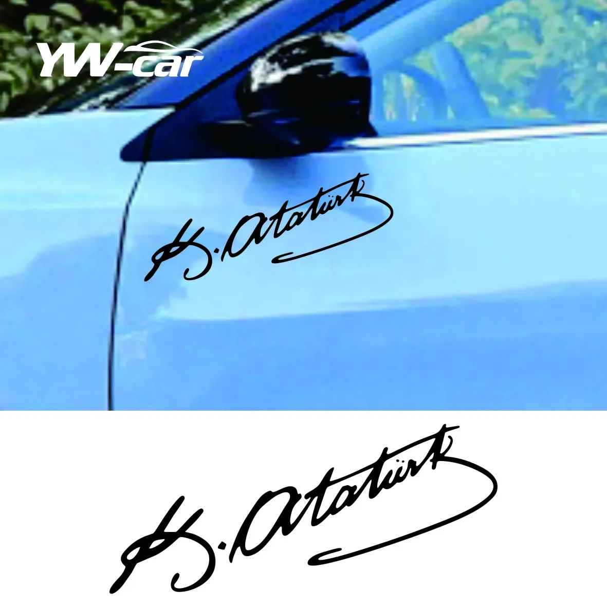 Personalized Car Stickers Mustafa Kemal Ataturk Signature Waterproof and Sunscreen Vinyl Decal,25cm*10cm