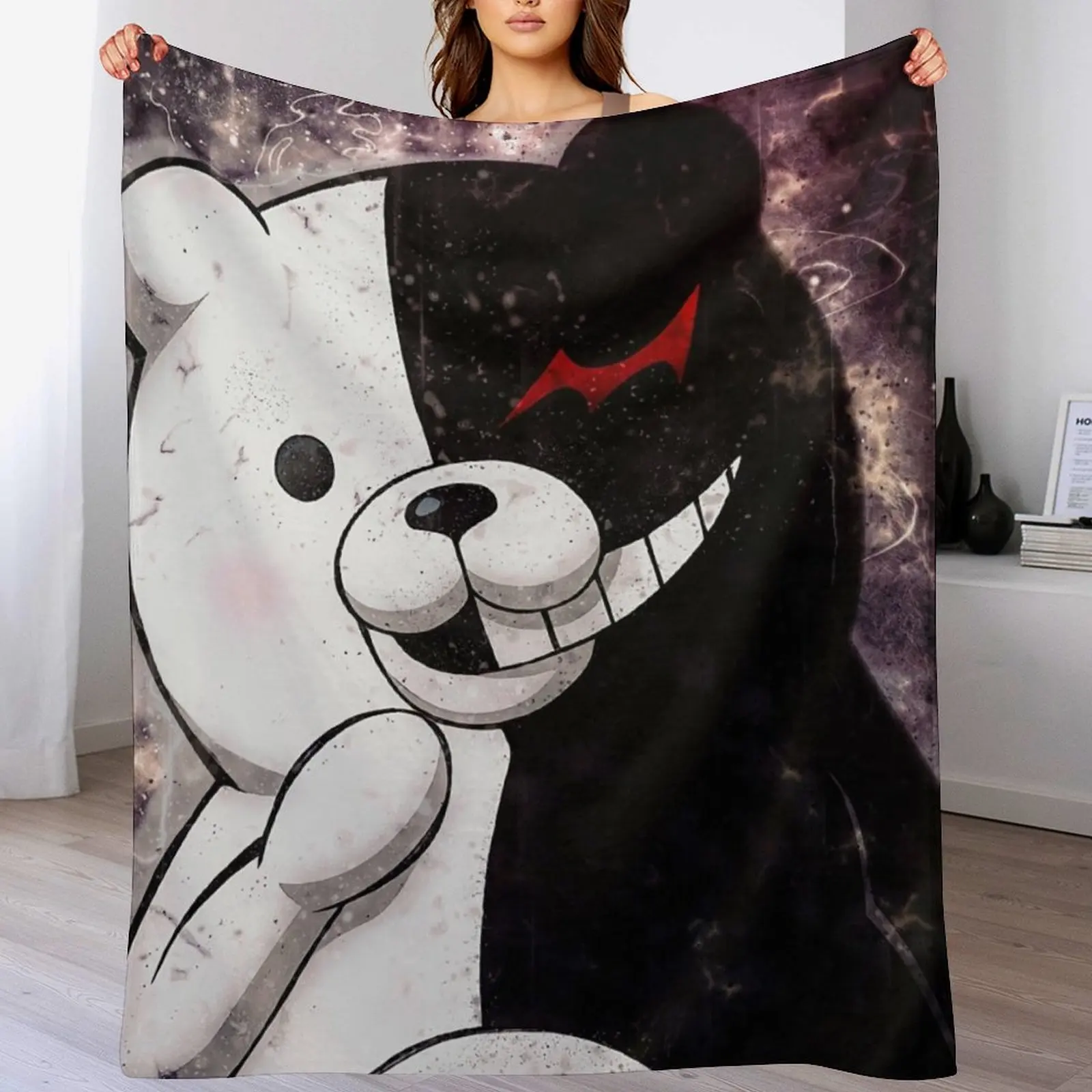 Danganronpa Monokuma Throw Blanket Thermals For Travel Extra Large Throw Plaid Blankets