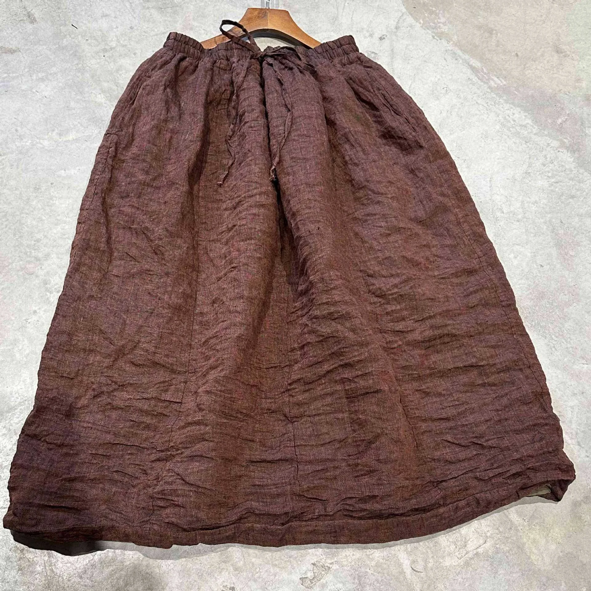 

Original Design SN264 Autumn Winter Linen Fabric High Temperature Cotton Inter Loose Casual A-Line Skirt f-length