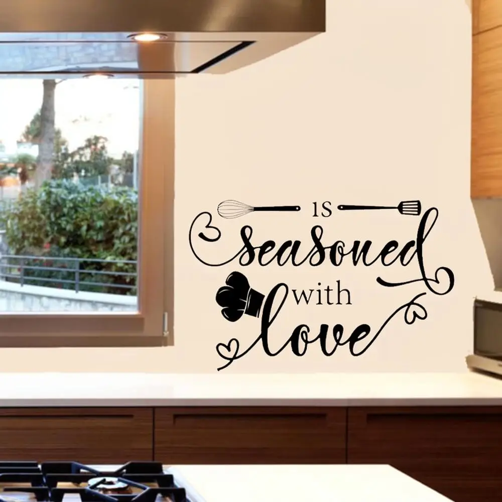 Style Kitchen English Phrase Wall Sticker Decorative Mural Decal For Home Kitchen Tiles Restaurant Wall Ornament