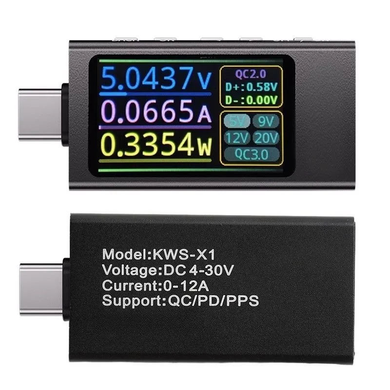 KWS-X1 0-12A digital display voltage and current detection meter end point fast charging trigger instrument TP-C instrument