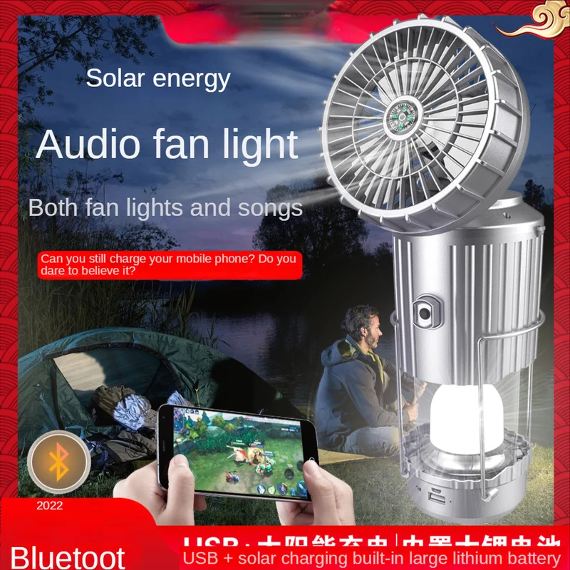 

Creative solar electric fan camping light can be portable stretchable and directly charged with USB
