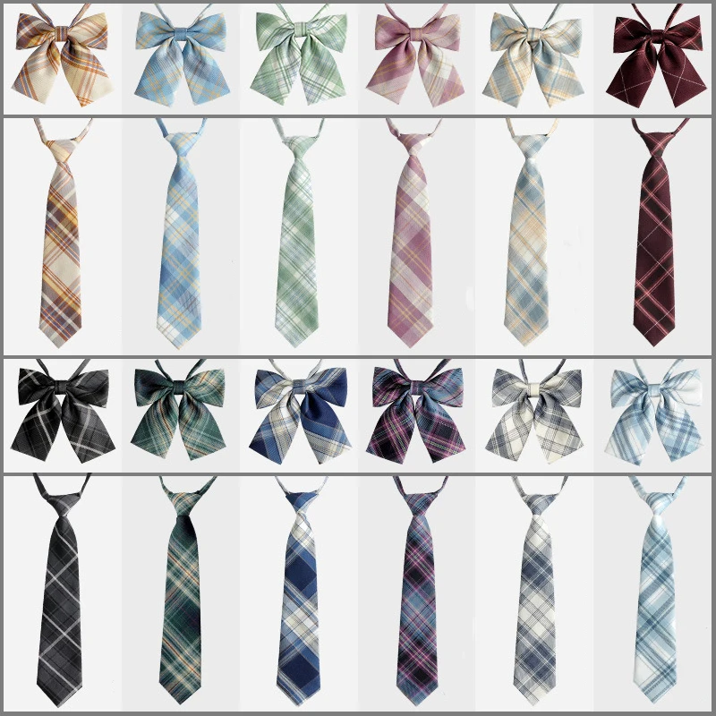 Academic Style Tie and Bow Tie Set Japanese JK Uniform Tie Flower No-Need Tie Graduation Photo Accessories