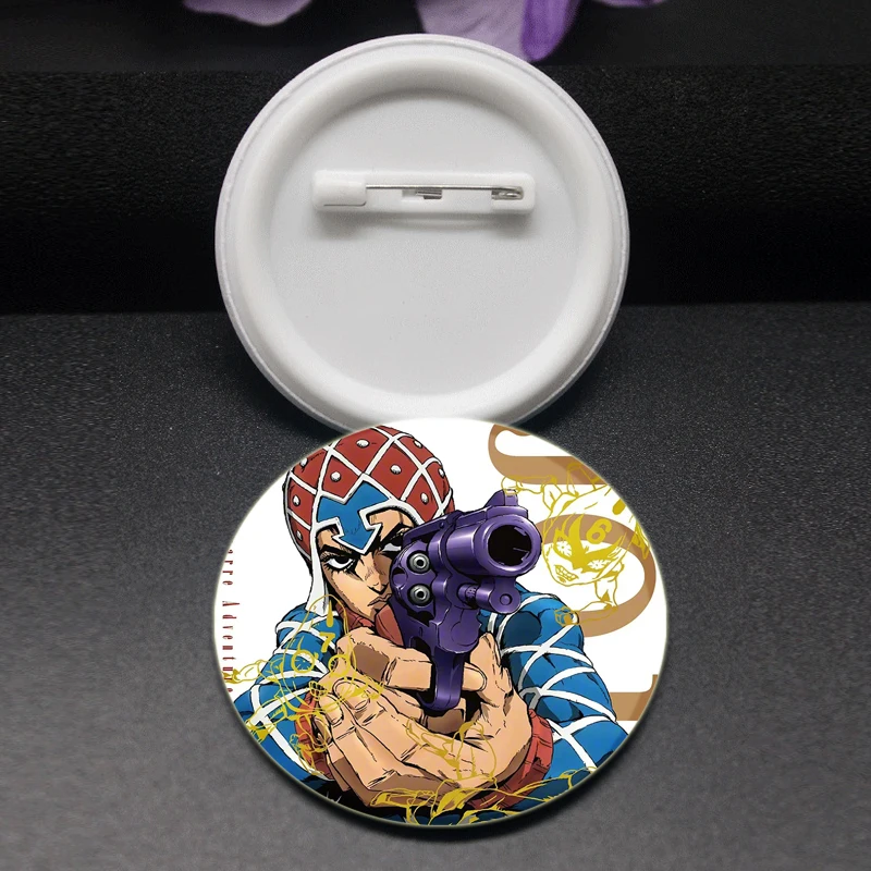 Round Anime Pins Jojo's Bizarre Adventure Brooches JOLYNE CUJOH FF Kujo Jotaro Cartoon Badge Backpack Jewelry Accessories Gifts