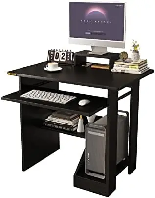 

30Inch Small Computer Desk for Small Spaces,\u2002Computer Desk with Shelves and Keyboard Tray, Standing Compact Desk with , Hom