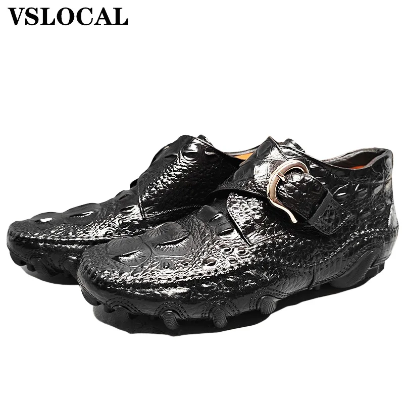 2026 inverno sapatos de couro masculino preto croco impressão monge cinta vestido formal masculino sapato casual confortável sapatos quentes para homem