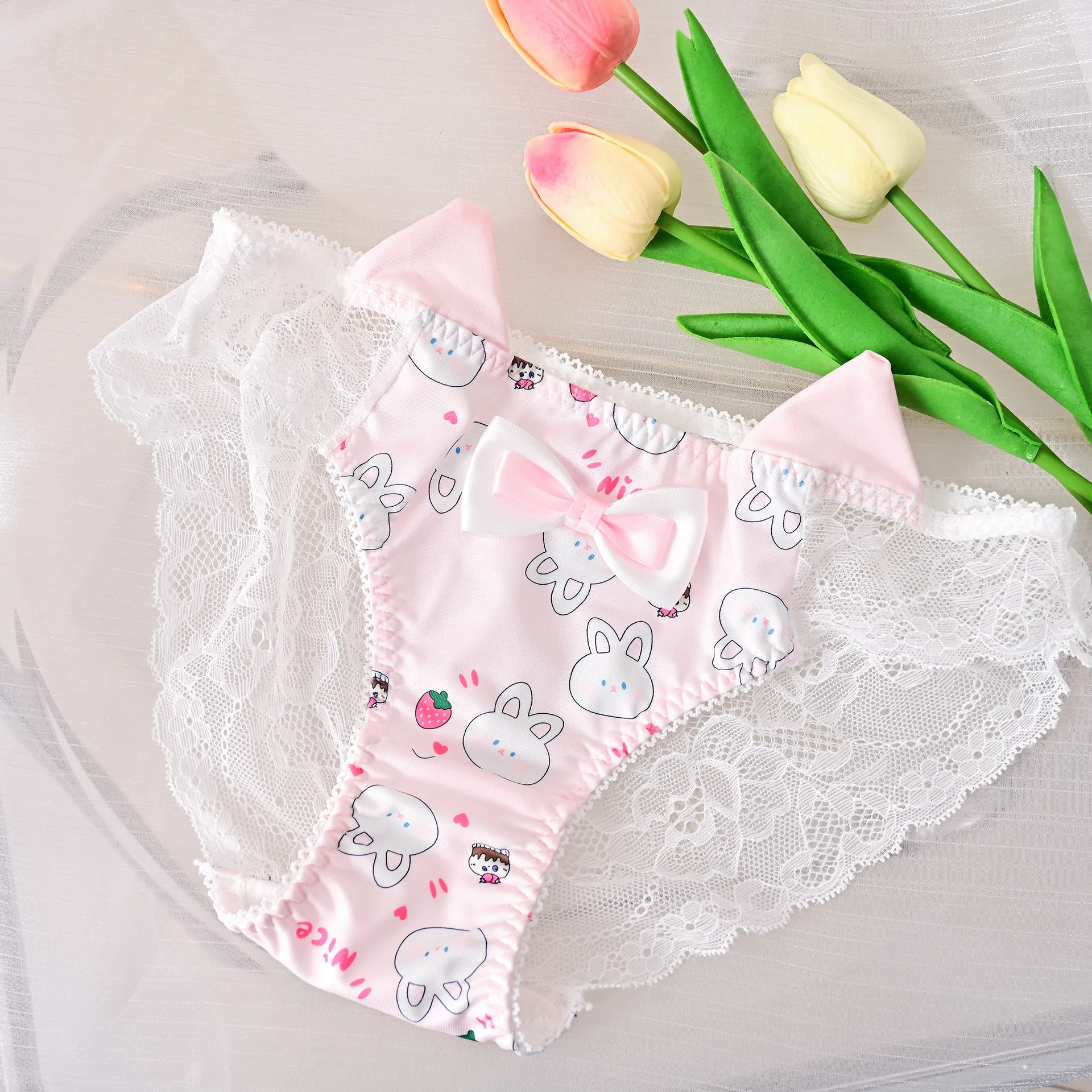 Lolita Women\'s Underwear Sexy Transparent Cute Rabbit Girl Sweet Style Hollow Triangle Panties Pure Cotton Crotch Panties