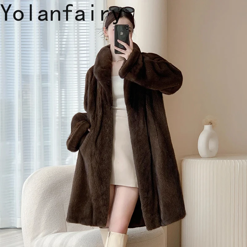 

Top Quality Natural Mink Fur Jacket for Women 2024 Luxury Real Fur Coat Womens Fashion Mid-length Fur Coats Chaquetas Para Mujer