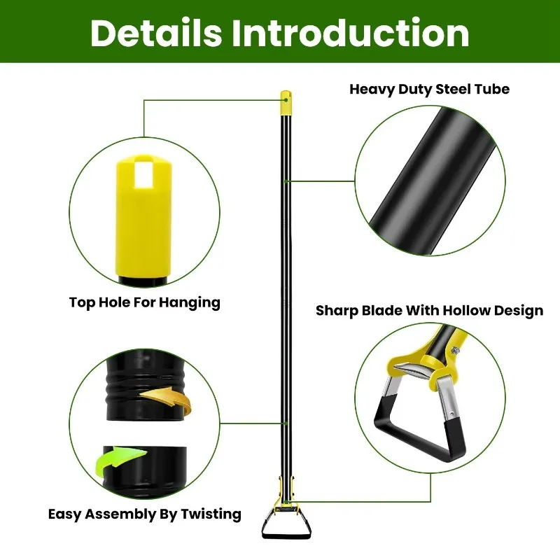 Adjustable garden hoe, hand-held lawn weeder