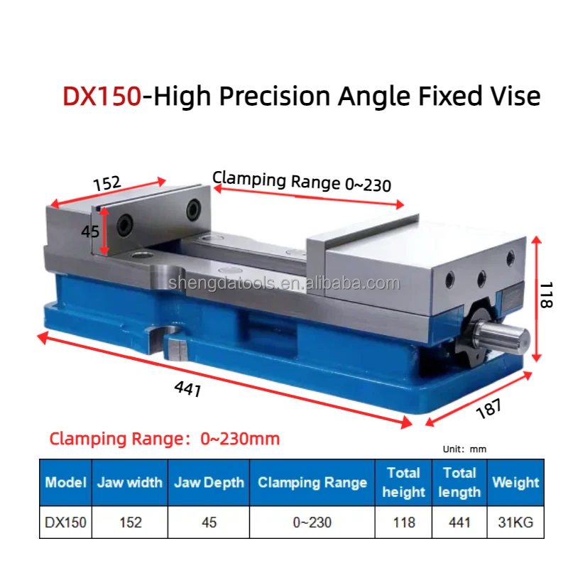 High Clamping Force DX Style Vise 0-230mm Precision Vise DX150 Vise For Milling Machine