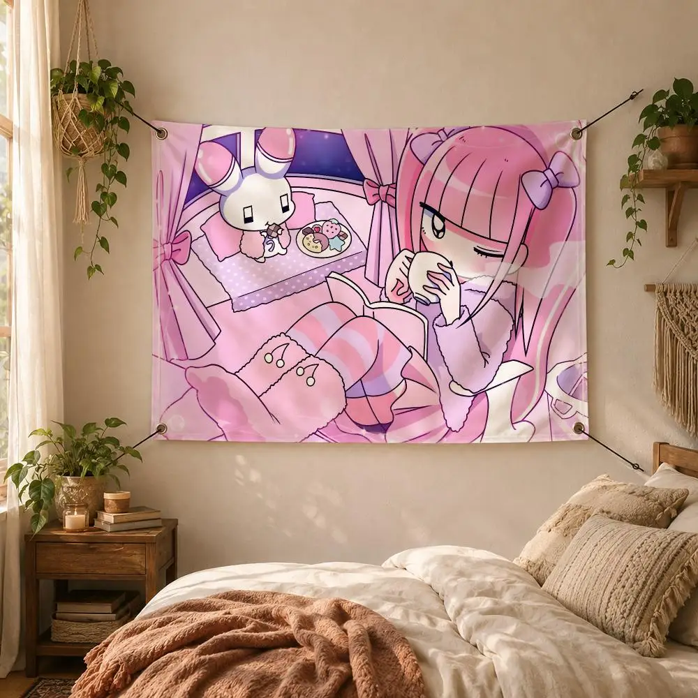 Anime M-Menhera Chan Flags Decorative Flag Banner for Outdoor Garden Yard Camping Party Home Wall Hanging Decor