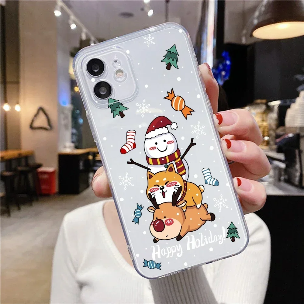 Christmas Santa Reindeer Xmas Phone Case For Samsung Galaxy S23 S24 S22 Plus Ultra S22+ S23+ S24+ Transparent Cover Fundas Shell