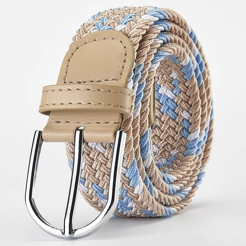 2024 neue Design Sehr Beliebte Männer Gürtel Beige Weiß Luxus Woven Stretch Casual Legierung Schnalle Nadel Elastische Frauen Leinwand 105 cm – Detail 7