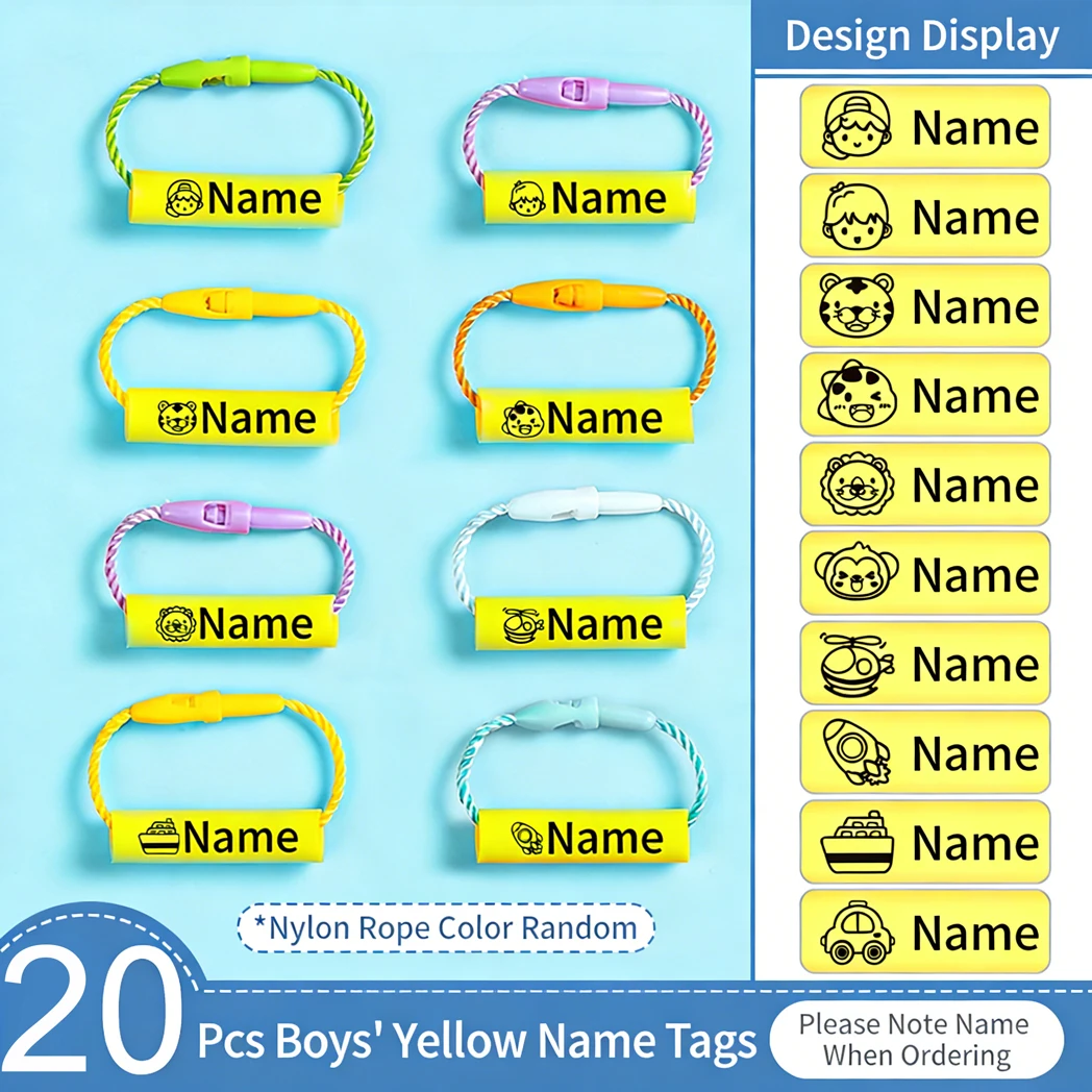 Personalisierte Namensanhänger für Babyschuhe, Schulranzen, Becher, Kleidung, wasserfest, mit Kordel, Namensring für Kinder, Namensetikett