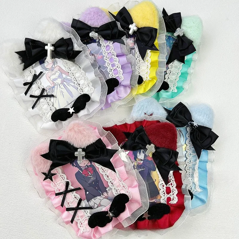 Kawaii Cat Ear Photocard Holder with Lace Handmade Ins Style 3 Inch Photo Card Case Cute Kpop Idol Card Protector Display Sleeve