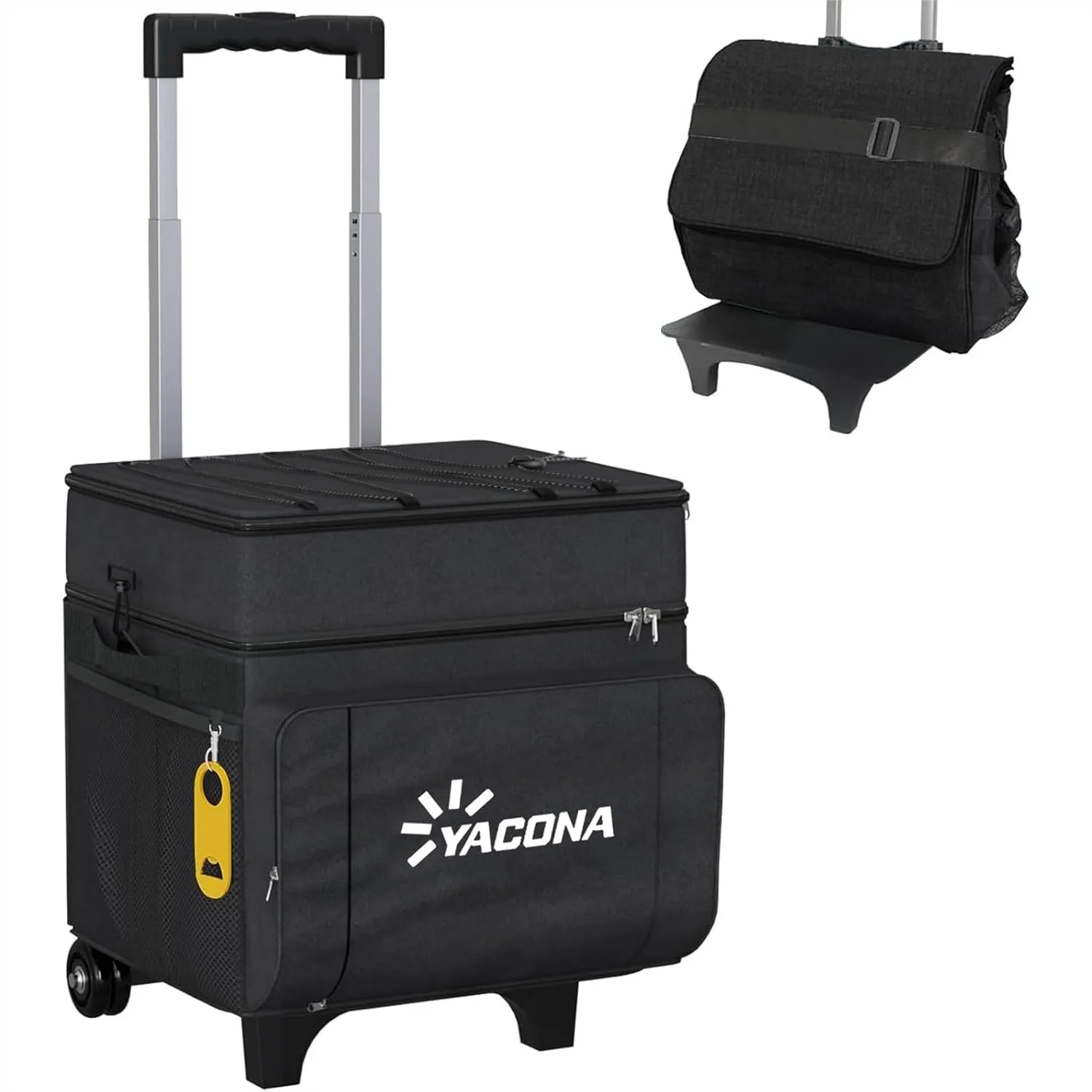 

50 Can Rolling Cooler with Wheels and Handle, Portable Collapsible Insulated Wheeled Cooler for Beach Camping Travel