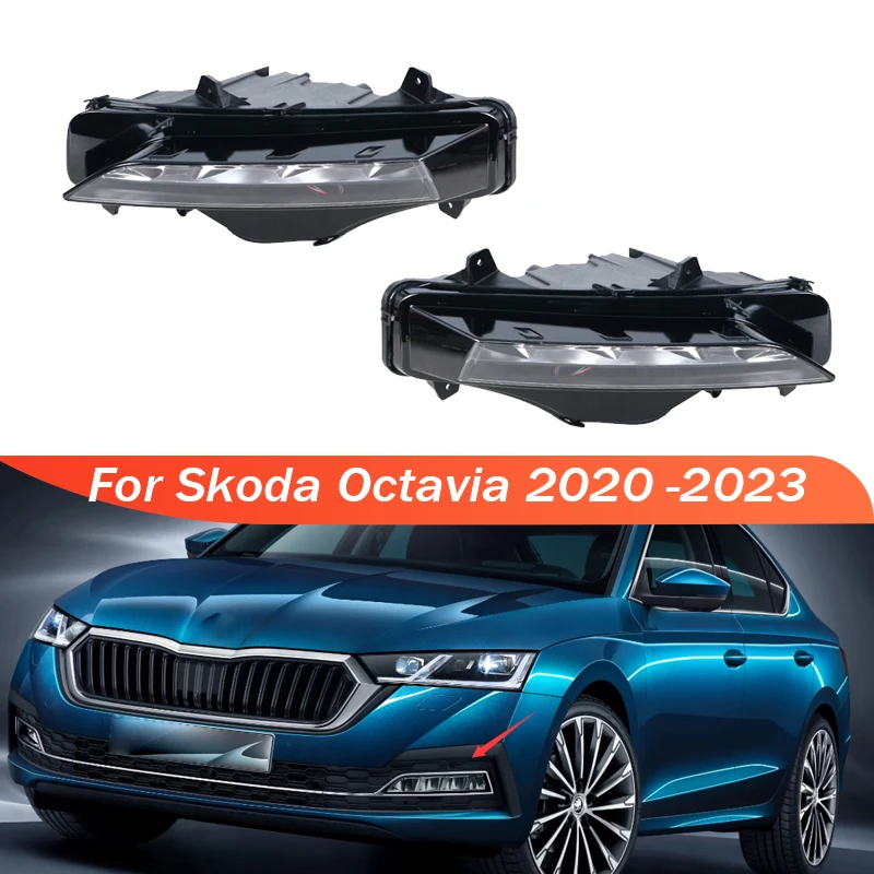 

For Skoda Octavia 2020 2021 2022 2023 Fog Light LED Daytime Running Lamp Front Bumper Signal Light Fog Lamp 5E3941699 5E3941700