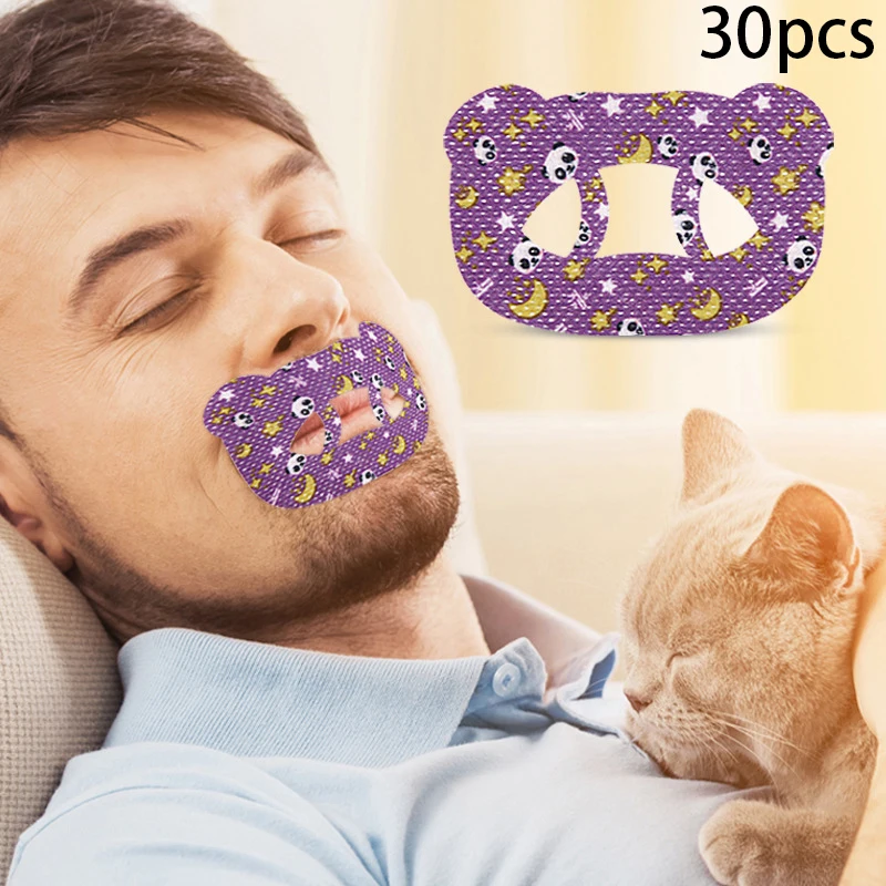 30Pcs Anti-Snoring Stickers For Children Adult Night Sleep Lip Nose Breathing Improving Patch Mouth Correction Sticker Tape.