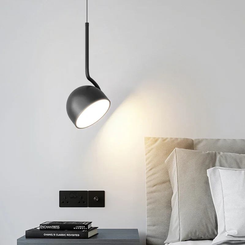 Modern LED Pendant Lights Black White Bedside Lights Living Dining Room Bedroom Bar Loft Chandeliers Decor Hanging Pendant Lamps