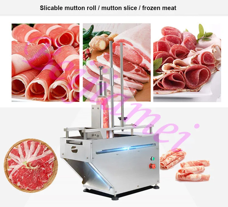 Machine commerciale pour couper la viande glacée en rouleau, en acier inoxydable, avec découpe entièrement automatique
