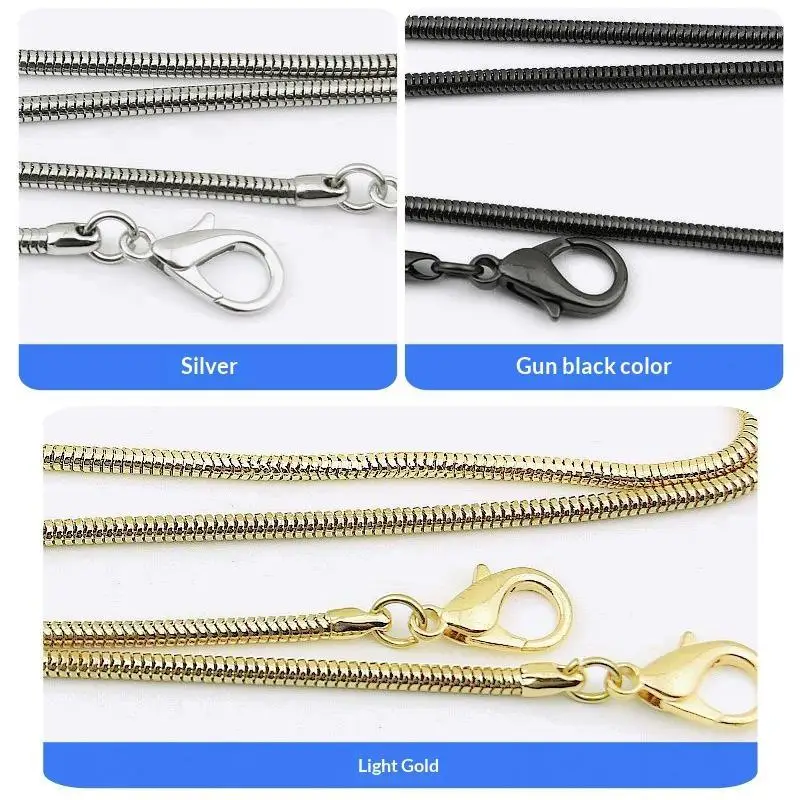 Iron 120cm Snake Chain Sturdy Lobster Clasps 3 Color Options For DIY Jewelry Projects