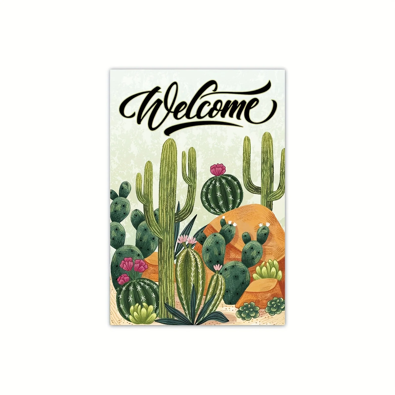 1pc Cactus Welcome Garden Flag Spring Summer Autumn Seasonal Gift Yard Farmhouse Holiday Decorations Gobi Cactus Flower