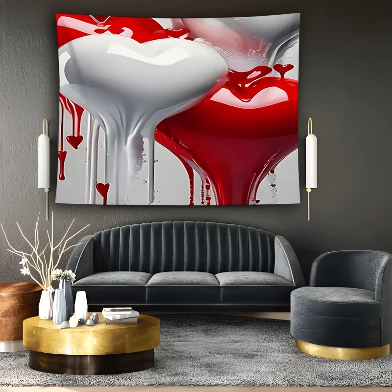 Melt the heart shape Digital printing polyester wall hanging tapestry decorative Living room bedrooms Office background gift