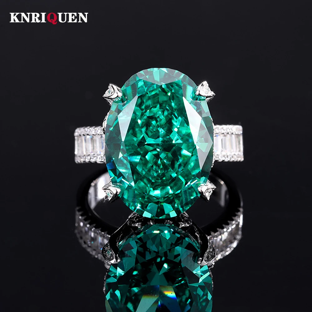 

2022 Charms 100% 925 Real Silver 13*18mm Tourmaline Aquamarine Topaz Rings for Women Wedding Cocktail Party Fine Jewelry Gifts