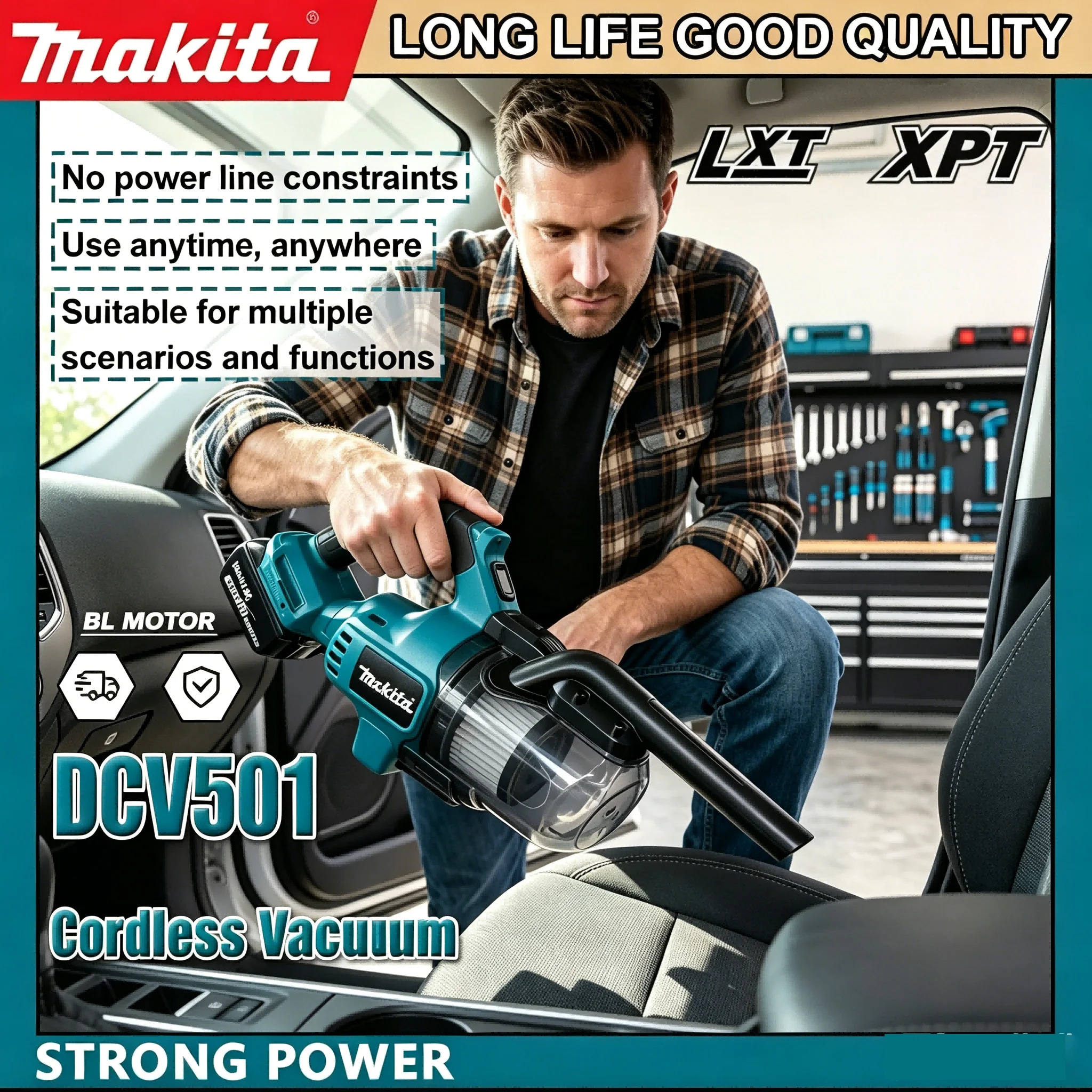 Makita Cordless Vacuum Cleaner Handheld Dust Collector Floor Carpet Car Pet Hair Cleaning Power Tool 18V Battery