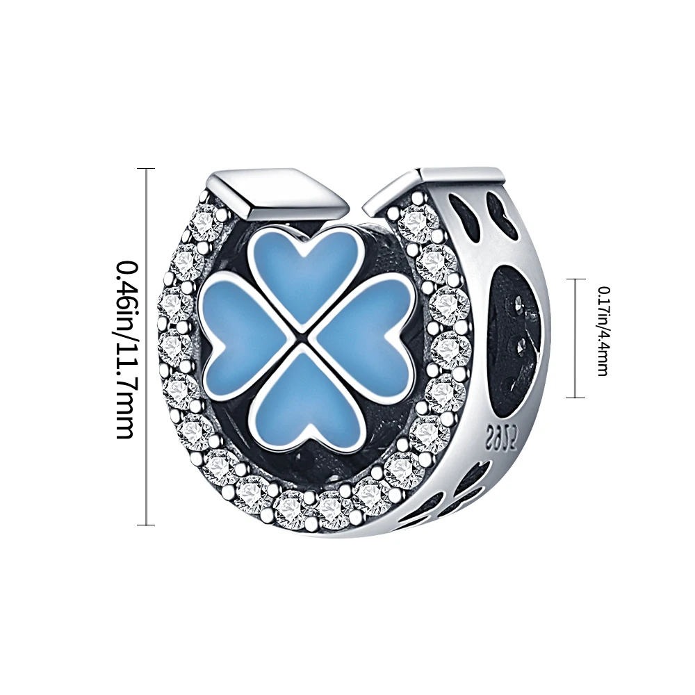 سحر الأصلي 925 فضة القلب أربع أوراق البرسيم حسن الحظ رمز الخرز صالح سوار المرأة مجوهرات Diy بها بنفسك هدية