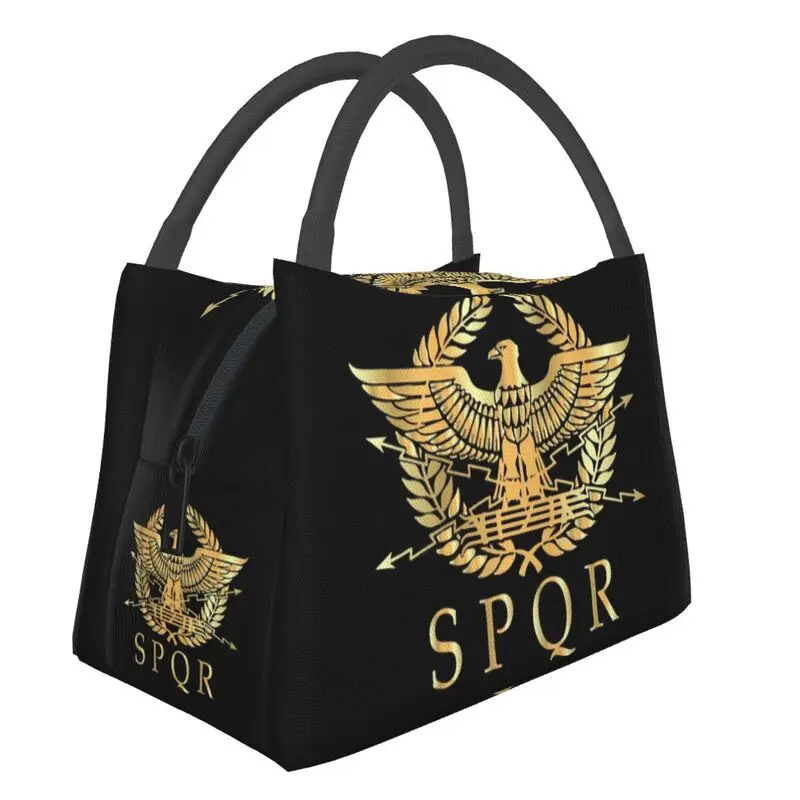 

Vintage Gold Roman Empire Byzantine Eagle Emblem Resuable Lunch Box Women Waterproof Rome SPQR Cooler Thermal Food Lunch Bag