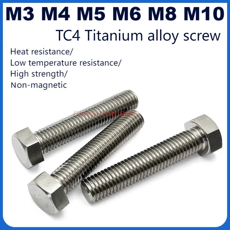 M3/M4/M5/M6/M8/M10 TC4 Titanium Alloy Outer Hexagonal Screw, Gr5 GB5783 Corrosion-Resistant and Acid-Base-Resistant Titanium Bol
