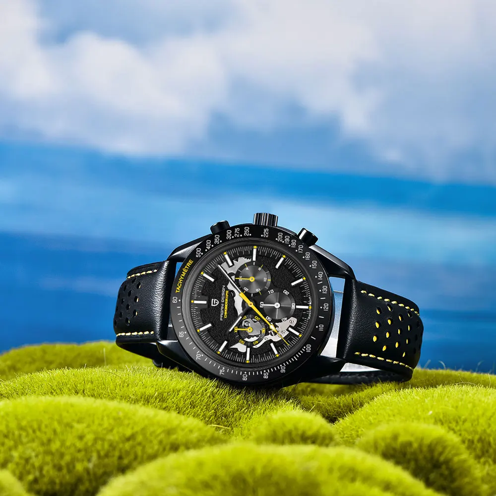 PAGANI DESIGN 2024 New Moon back Men\'s Watches Luxury VK63 Quartz Watch Men Sports Chronograp AR Sapphire glass Wrist watch Men