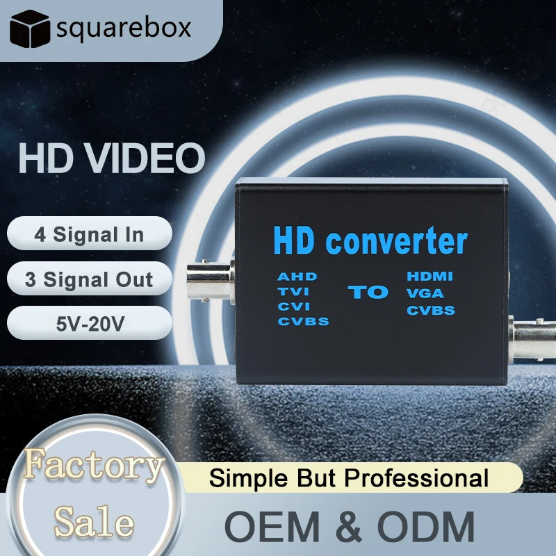 Audio Video Capture Converte 4 in 1 HD Convertor AHD/TVI/CVI/CVBS signal to HDMI/VGA/CVBS 1080p for Security Monitoring NTSC/PAL