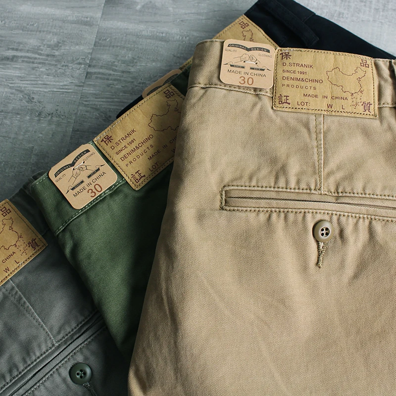 2025 Summer New American Retro Heavyweight Woven Twill 100% cotton Cargo Shorts Men's Straight Loose Casual Five Quarter Pants