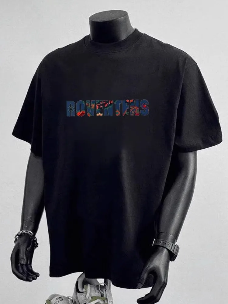 

Мужская летняя футболка оверсайз из плотного 100% хлопка с креативным буквенным принтом от модного бренда Haome, свободного кроя, универсальная