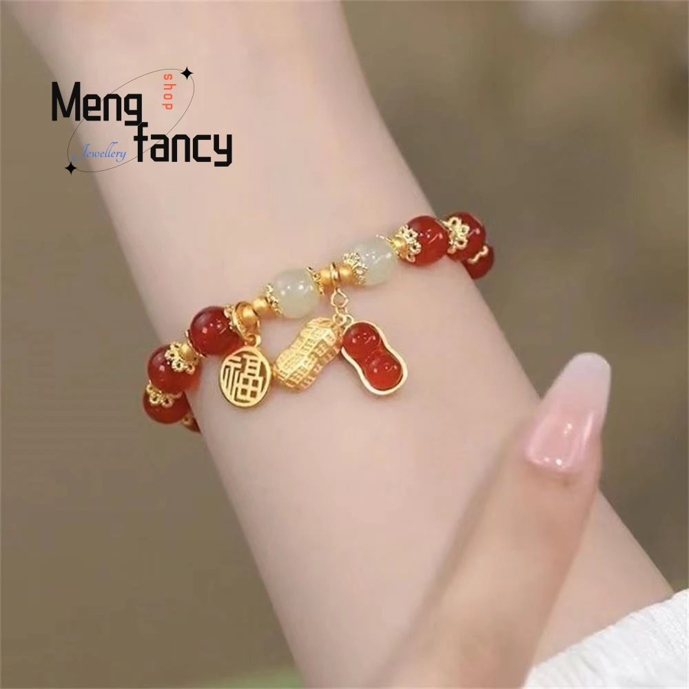 천연 허톈 옥 인니치 디자인 땅콩 팔찌 인기 있는 우아한 패션 주얼리 섹시한 젊은 소녀들을 위한 베스트셀러 휴일 선물